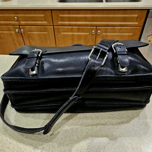 COACH Bag, Large Vintage Coach Bag, Black Leather COACH Messenger BAG, Mens Gift
